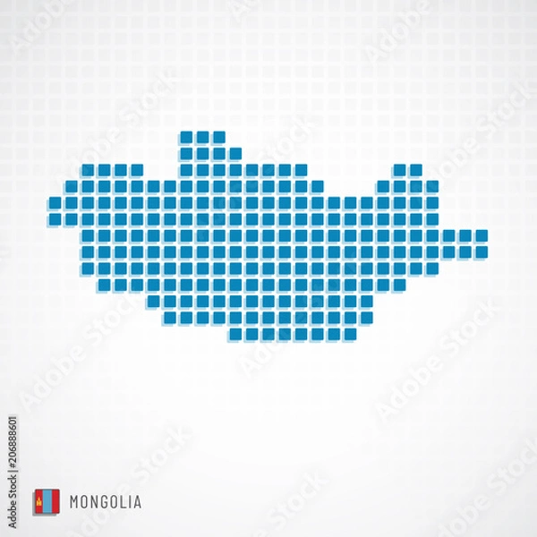 Fototapeta Mongolia map and flag icon