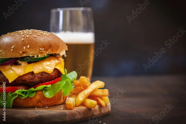 Obraz Hamburger And French Fries