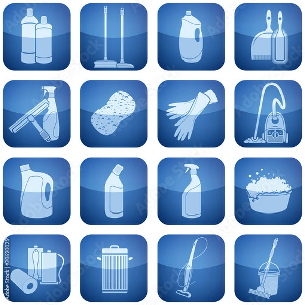 Obraz Cobalt Square 2D Icons Set: Cleaning
