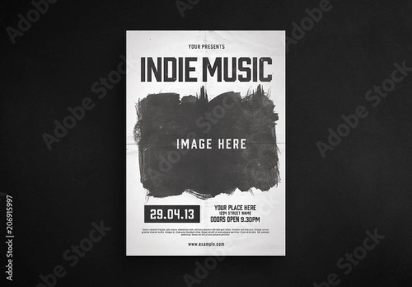 Fototapeta Flyer Layout with Distressed Photo Element