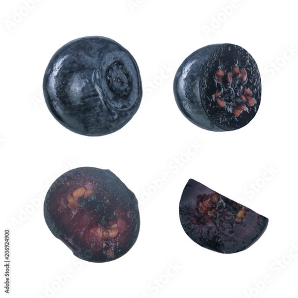 Fototapeta set of bilberries isolated