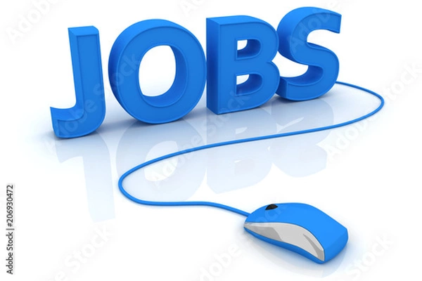 Fototapeta Computer mouse and the word Jobs