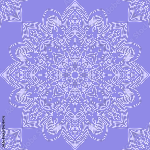 Obraz Seamless pattern with mandala ornament. Hand drawn vector illustration
