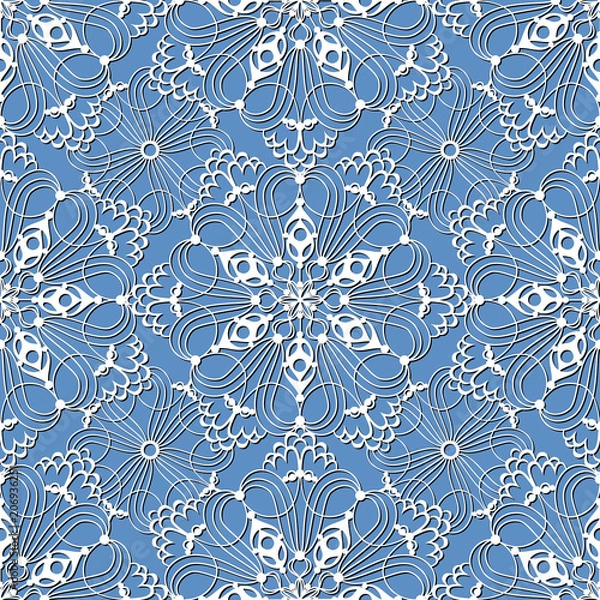Fototapeta seamless pattern with white snowflakes