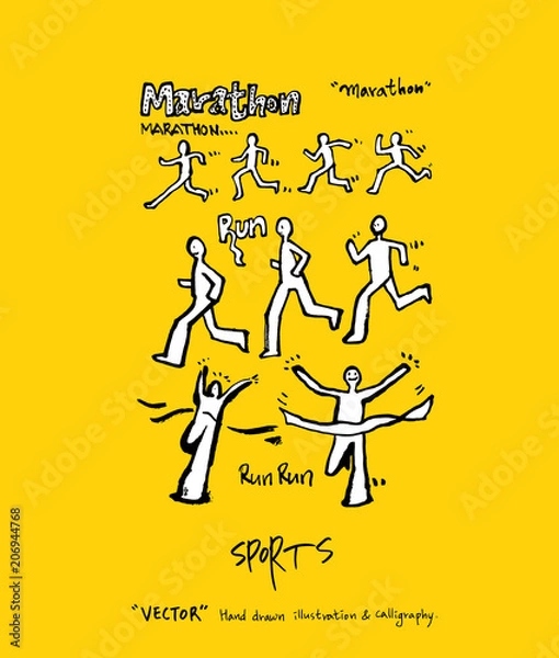 Fototapeta 스포츠 포스터 / 손으로 그린 스포츠 그림