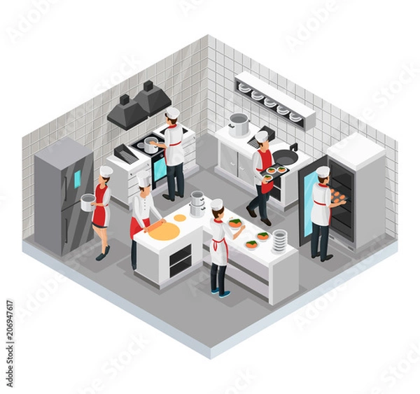 Obraz Isometric Restaurant Cooking Room Concept