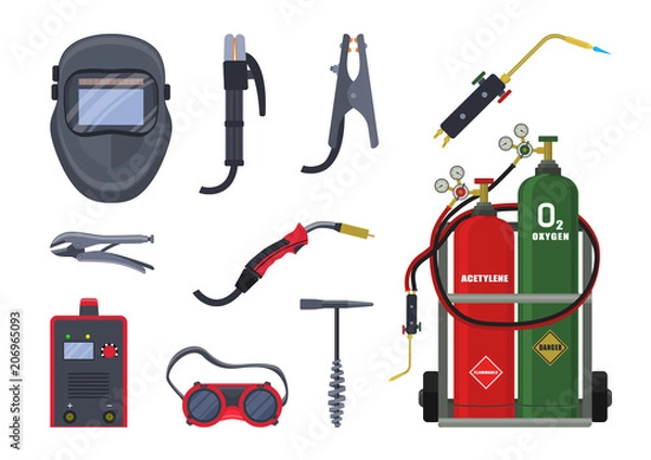 Obraz Vector illustration. Welder set. Flat design.