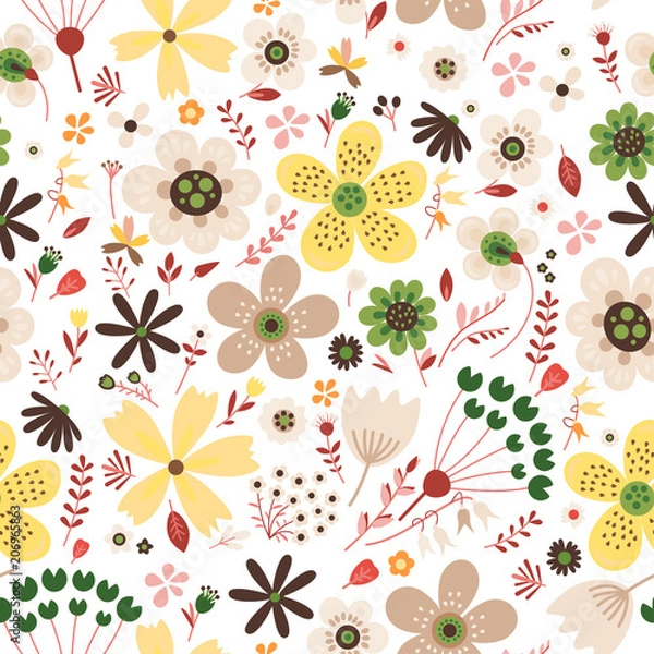 Fototapeta Amazing floral vector seamless pattern