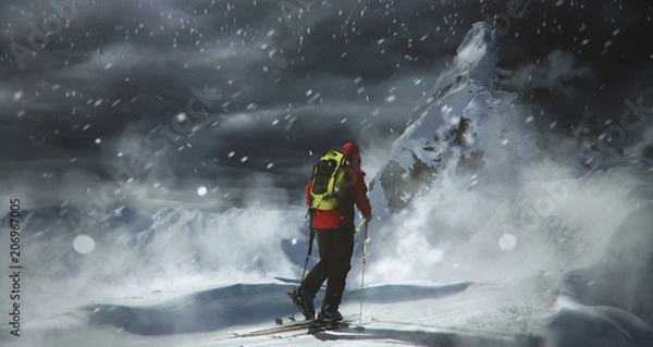 Fototapeta Stormy Ski Touring