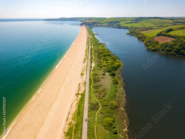Fototapeta An aerial view of Slapton Sands in Devon UK