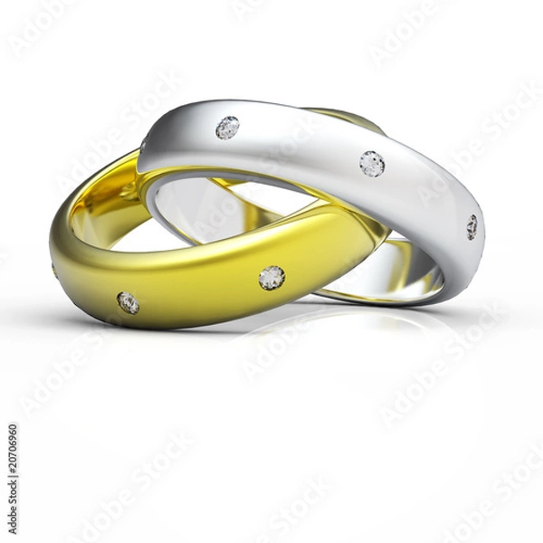 Obraz 3D wedding rings isolated on white background