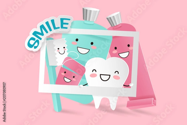 Obraz cute cartoon tooth