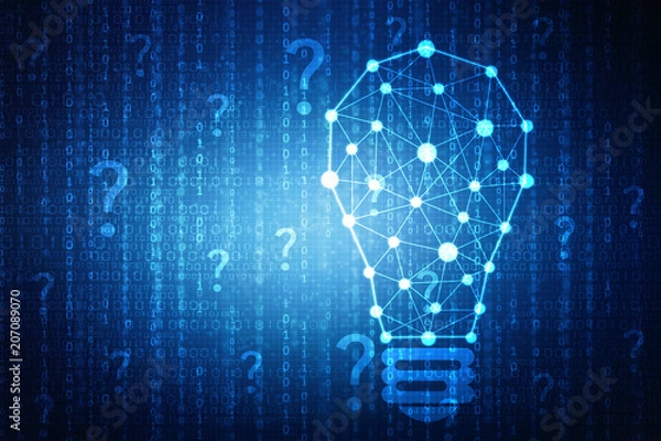 Fototapeta 2d rendering led light bulb network with leader