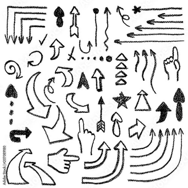 Fototapeta クレヨンで描いた矢印のイラスト