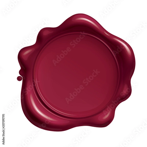 Fototapeta Red wax Seal Isolated on White Background, Vector Illustration eps 10