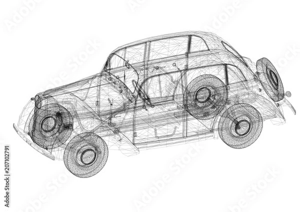 Obraz Classic Car Architect blueprint - isolated