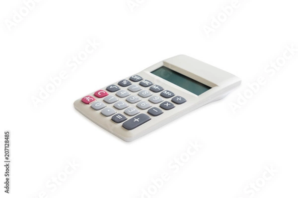 Fototapeta Top view of calculator isolated on a white background with clipping path.