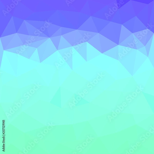 Fototapeta Blue Polygonal space for your design. Space for headline or product. Low Poly. Mesh of triangles. Green texture.