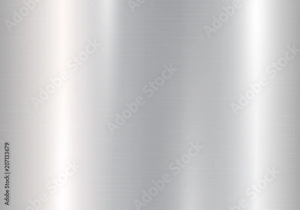 Fototapeta Genialne tło ze srebrnym gradientem i efektem metalicznej faktury. Wektorowa ilustracja z jaskrawymi łatami okrzesany metal