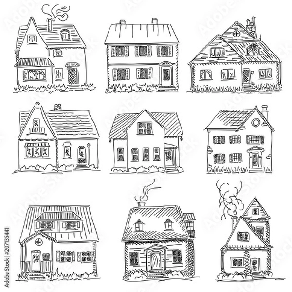 Obraz Vector illustration sketch of  houses.