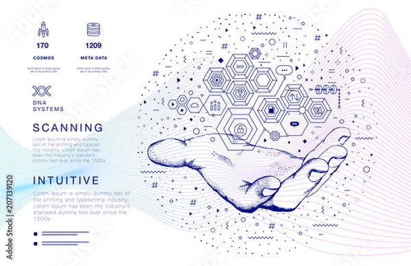 Obraz Mining bitcoin technology on autonomic computing program and trade platform. Trendy design in awesome really style.