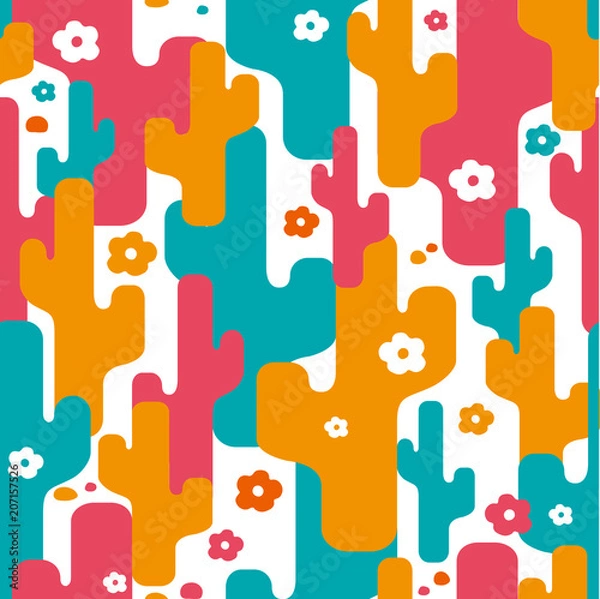 Fototapeta Decorative stylized cactus seamless abstract pattern