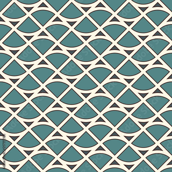 Fototapeta Seamless surface pattern with abstract waves. Contemporary print with geometric forms. Modern ornament with triangles.