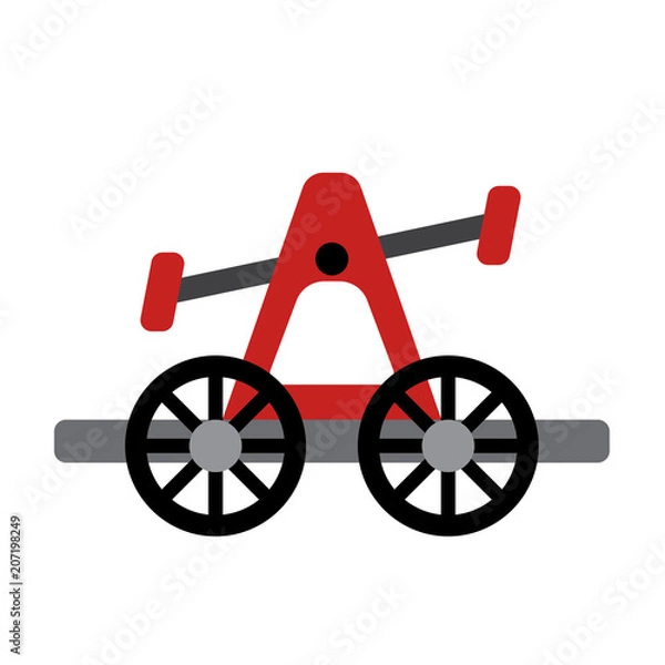 Fototapeta Handcar transportation cartoon character side view isolated on white background vector illustration.