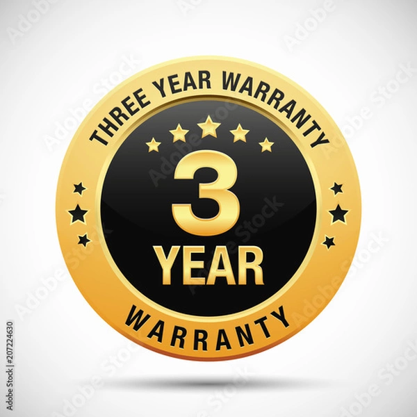 Obraz 3 year warranty golden label isolated on white background