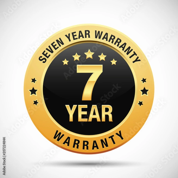 Obraz 7 year warranty golden label isolated on white background