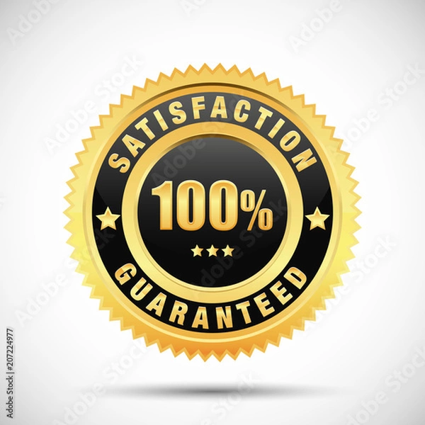 Fototapeta 100% satisfaction guarantee golden label isolated on white background