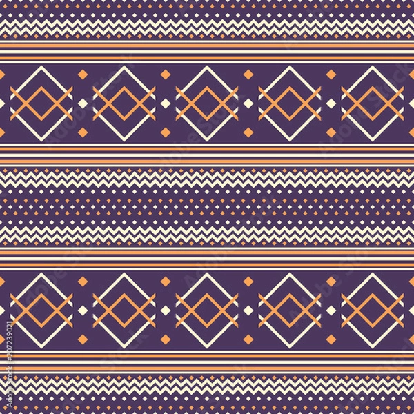 Obraz Folk style seamless geometric ornament violet and orange colors