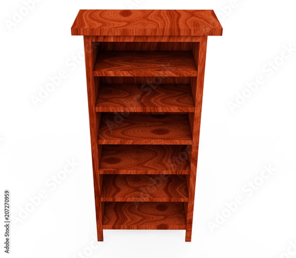 Obraz Set wooden shelf isolated on background. 3d rendering