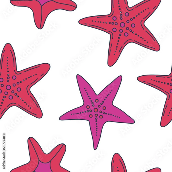 Obraz summer vector seamless pattern with starfish