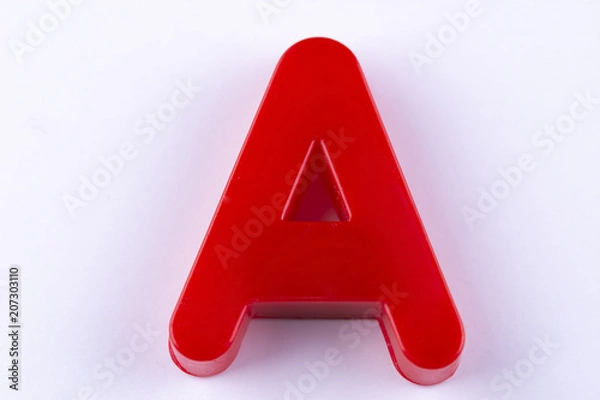 Fototapeta letter A uppercase alphabet isolated made of plastic on white background with shadows