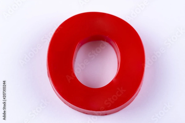 Fototapeta letter O uppercase alphabet isolated made of plastic on white background with shadows