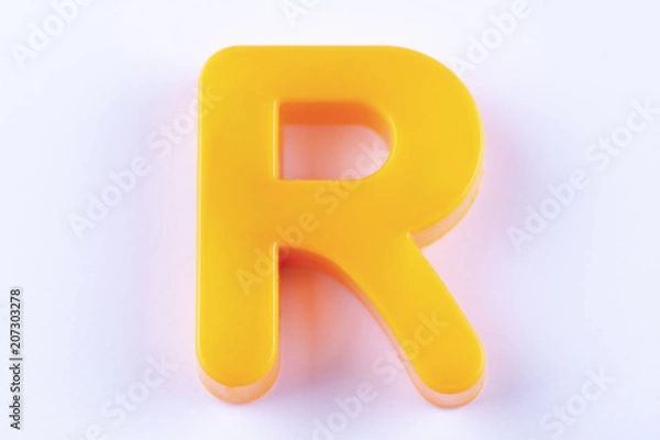 Obraz letter R uppercase alphabet isolated made of plastic on white background with shadows