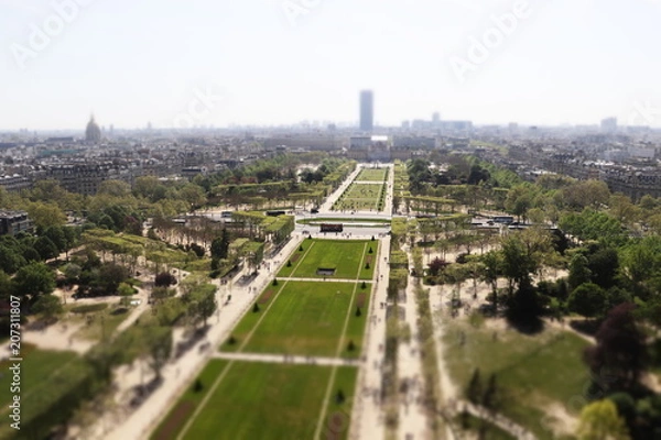 Fototapeta Paris in spring, view  from Eiffel tower