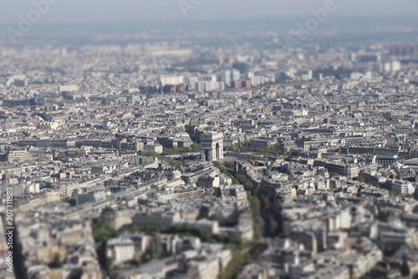 Obraz Paris in spring, view  from Eiffel tower