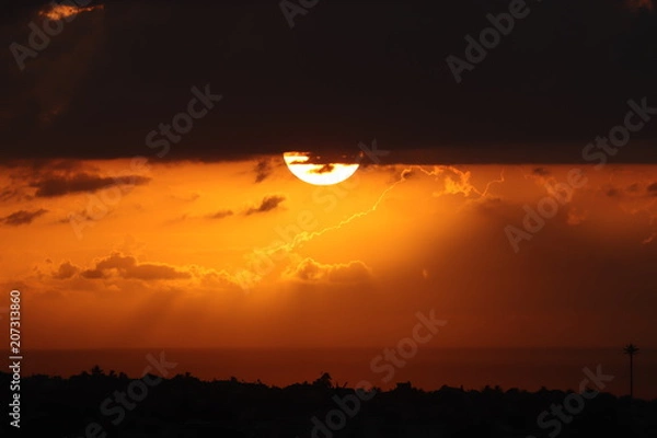 Obraz Sunset in Mauritius, view from mount Le Pouce