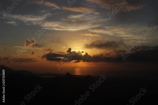 Obraz Sunset in Mauritius, view from mount Le Pouce
