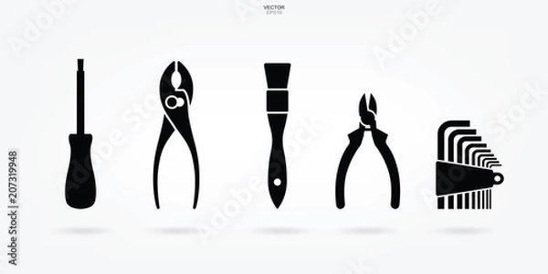 Fototapeta Craftsman tool icon set. Technician tool sign and symbol. Vector.