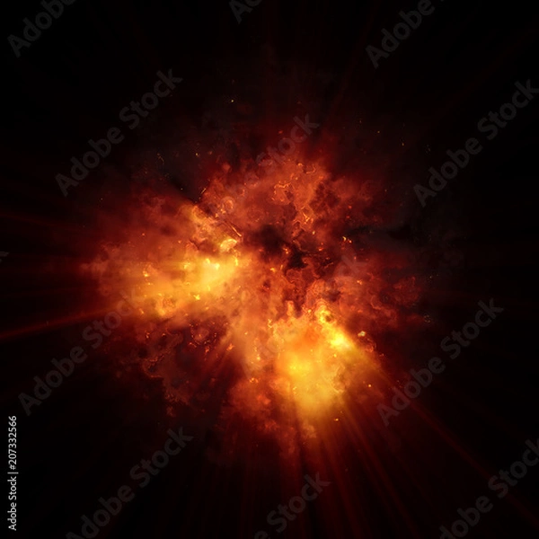Obraz Fire explosion isolated on black background