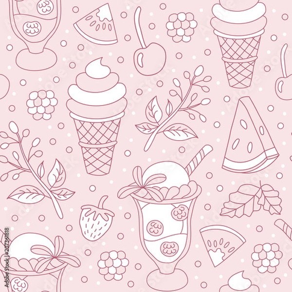 Fototapeta Seamless pattern of ice cream.