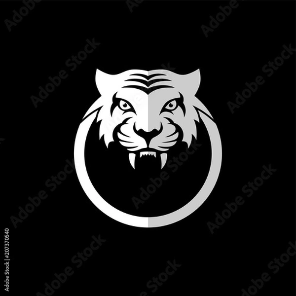 Fototapeta intimidating tiger front view theme logo template