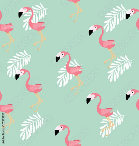 Fototapeta Pink flamingo bird  vector pattern