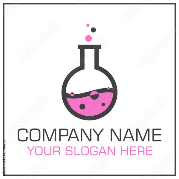 Fototapeta LaboratoryFlask with Liquid Vector Logo Design for Science Company or Laboratory - Pink and Black