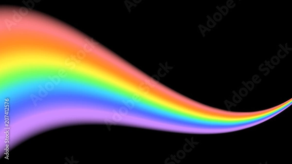 Fototapeta Rainbow icon. Shape wave isolated on black background. Colorful light and bright design element. Symbol of rain, sky, clear, nature. Flat simple graphic style. Vector illustration