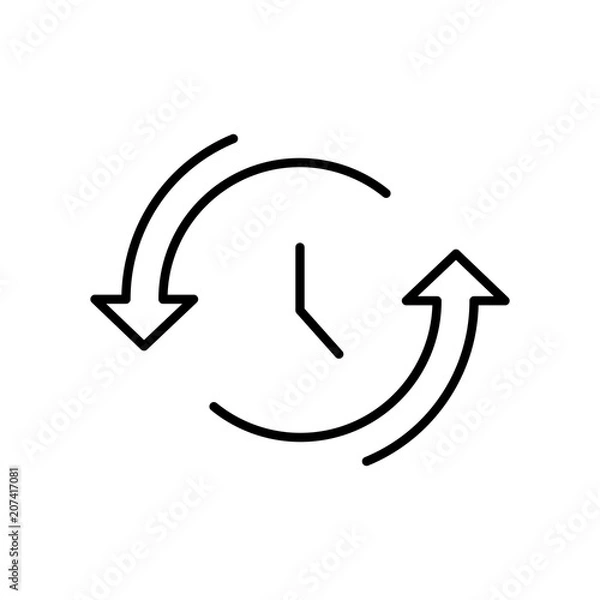 Obraz Time icon in modern line style. Time logo. Clock with arrows vector icon