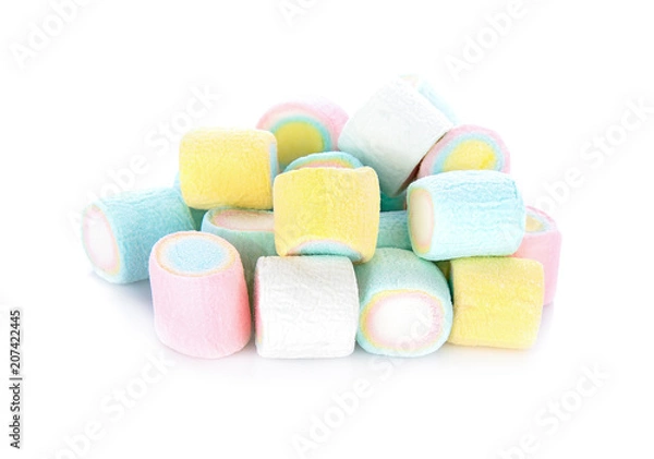 Fototapeta marshmallows candy isolated on white background
